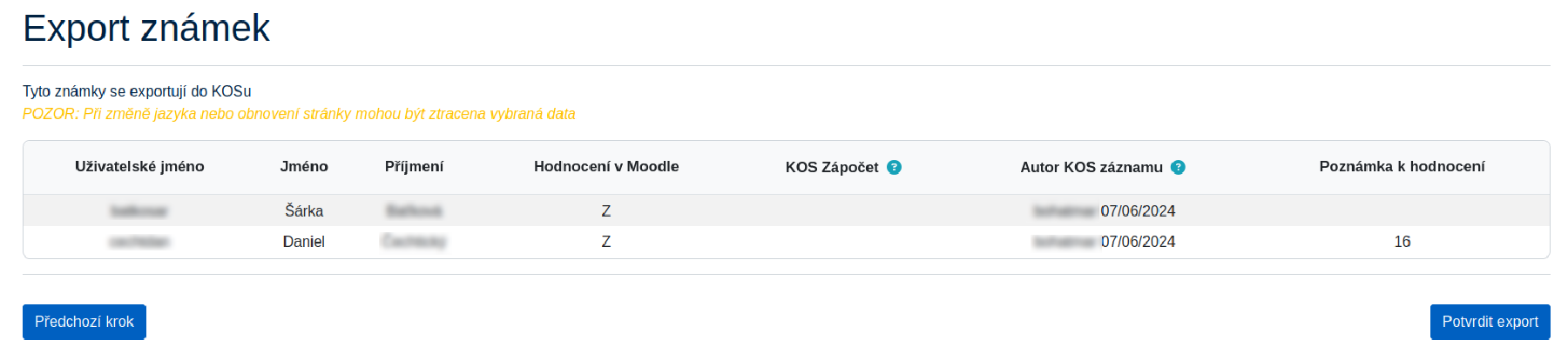 Kontrola exportu známek