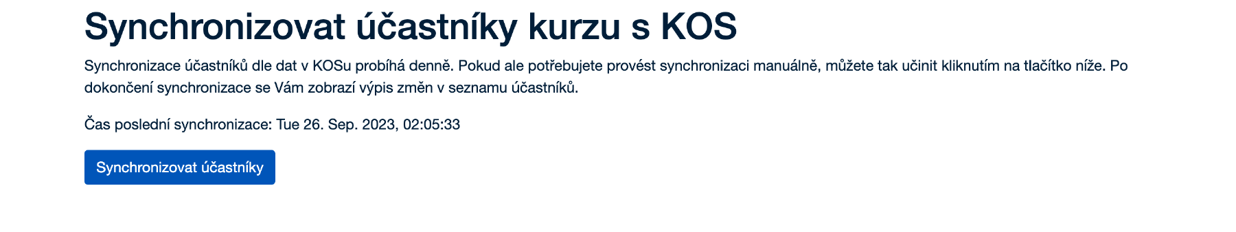 Ukázka synchronizace účastníků kurzu