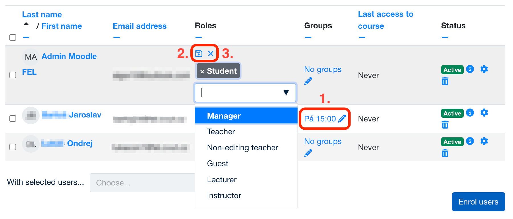 Example of participants edit