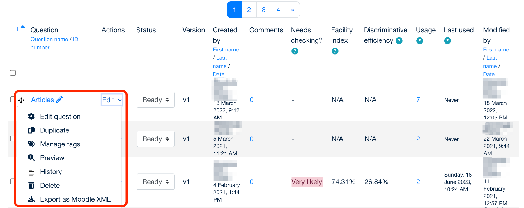Edit questions