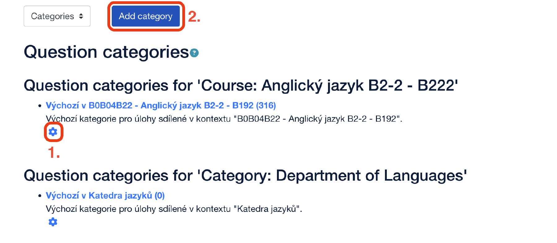 Question categories