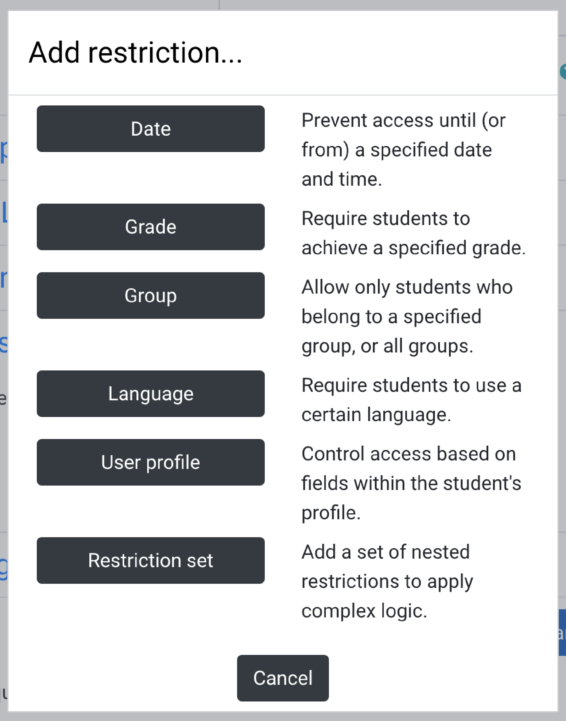 Advanced access settings