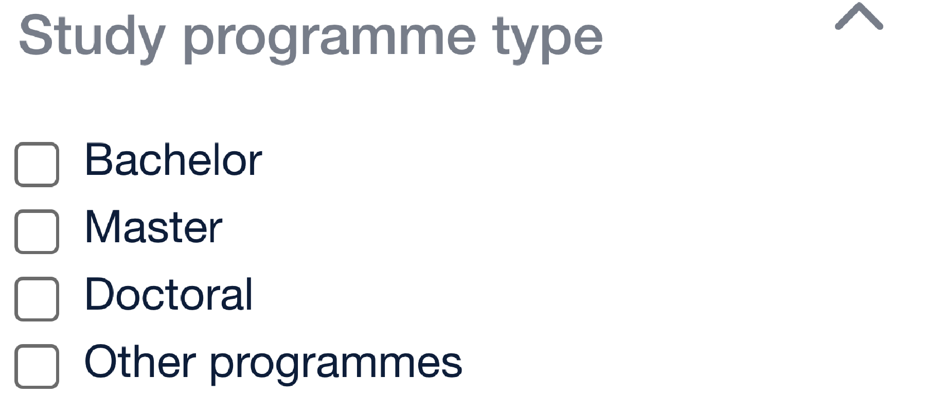Study programme type filter